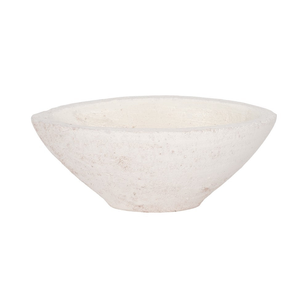 Decorative Bowl | Rounded Edge & Tapered Body | Rough White Terracotta SBH-20349-01