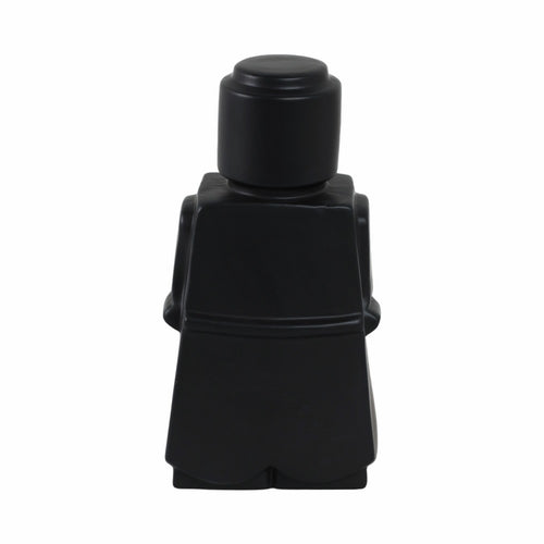 Decorative Sculpted Block Girl Figurine | 12" Antique Black Ceramic