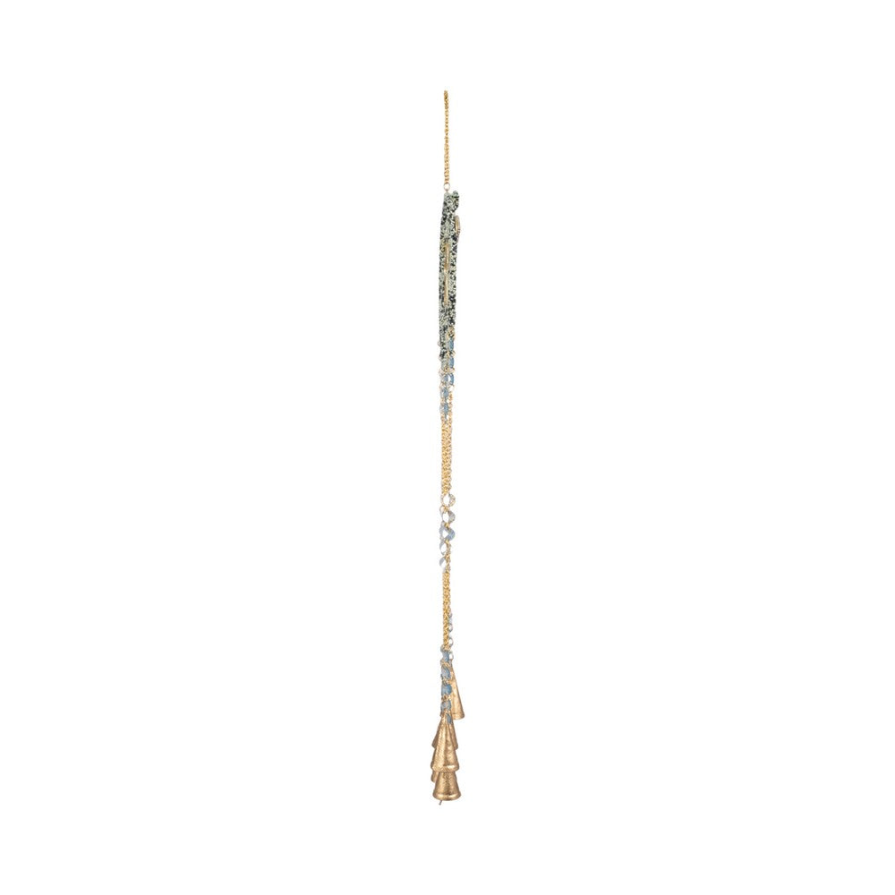 Wind Chime | Mosaic Butterfly with Gold Bells & Glass Beads | Blue Iron