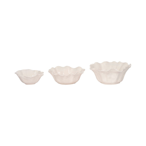 Decorative Bowls Set of 3 | Freeflow Petal Shape | Ivory 8 | 11 | 13"