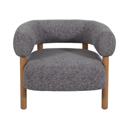 Accent Barrel Chair | Cushioned Seat | Gray Nonwoven Fabric | Brown Wood