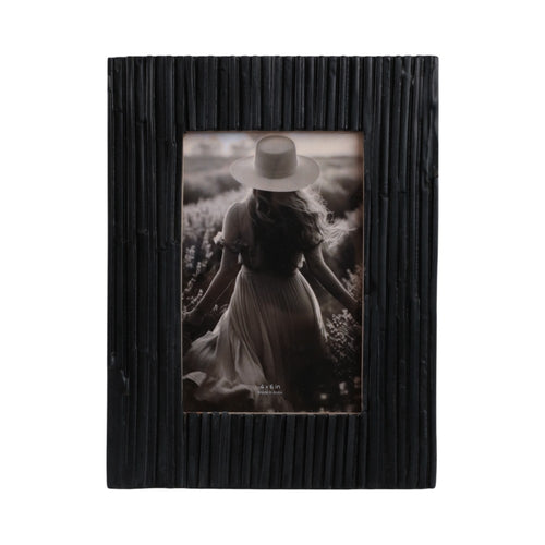 Edwin 4x6 Rectangular Photo Frame | Natural Textured Black Resin 9"