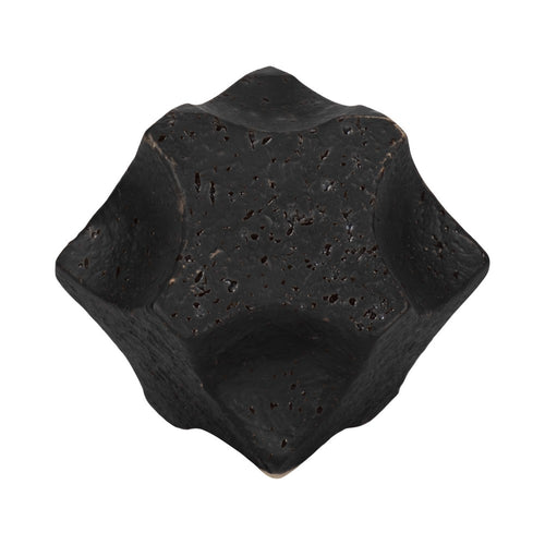 Zory Decorative Geometric Orb | Faceted Curves | Black Textured Ceramic 6"