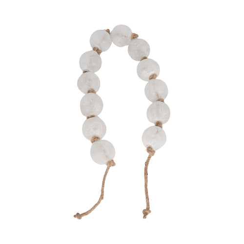 Beaded Garland | Clear Orb Glass Beads | Brown Jute Cord | Coastal 48"