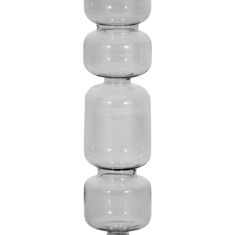 Aziz Decorative Mixed Bubble Candle Holder | Tapered Design | Gray 10"