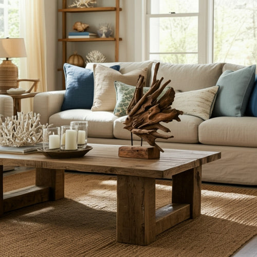 Decorative Sculpture of a Fish on a Stand | Carved Brown Teak Wood | 30"