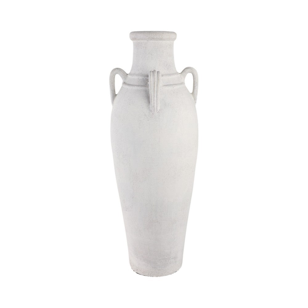 Decorative Amphora Floor Vase with Ear Handles | Ivory Terracotta | 39"