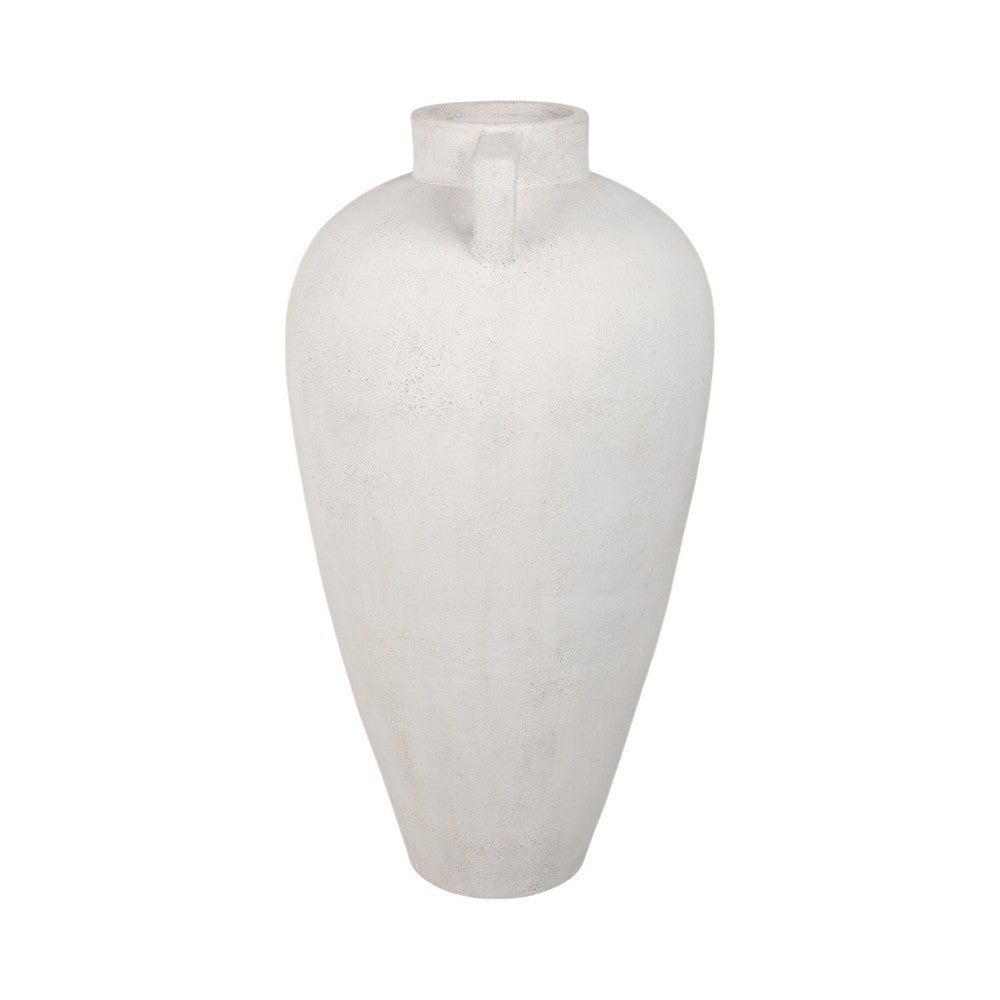 Floor Vase | 40" Amphora Shape with Side Handles | Ivory Terracotta