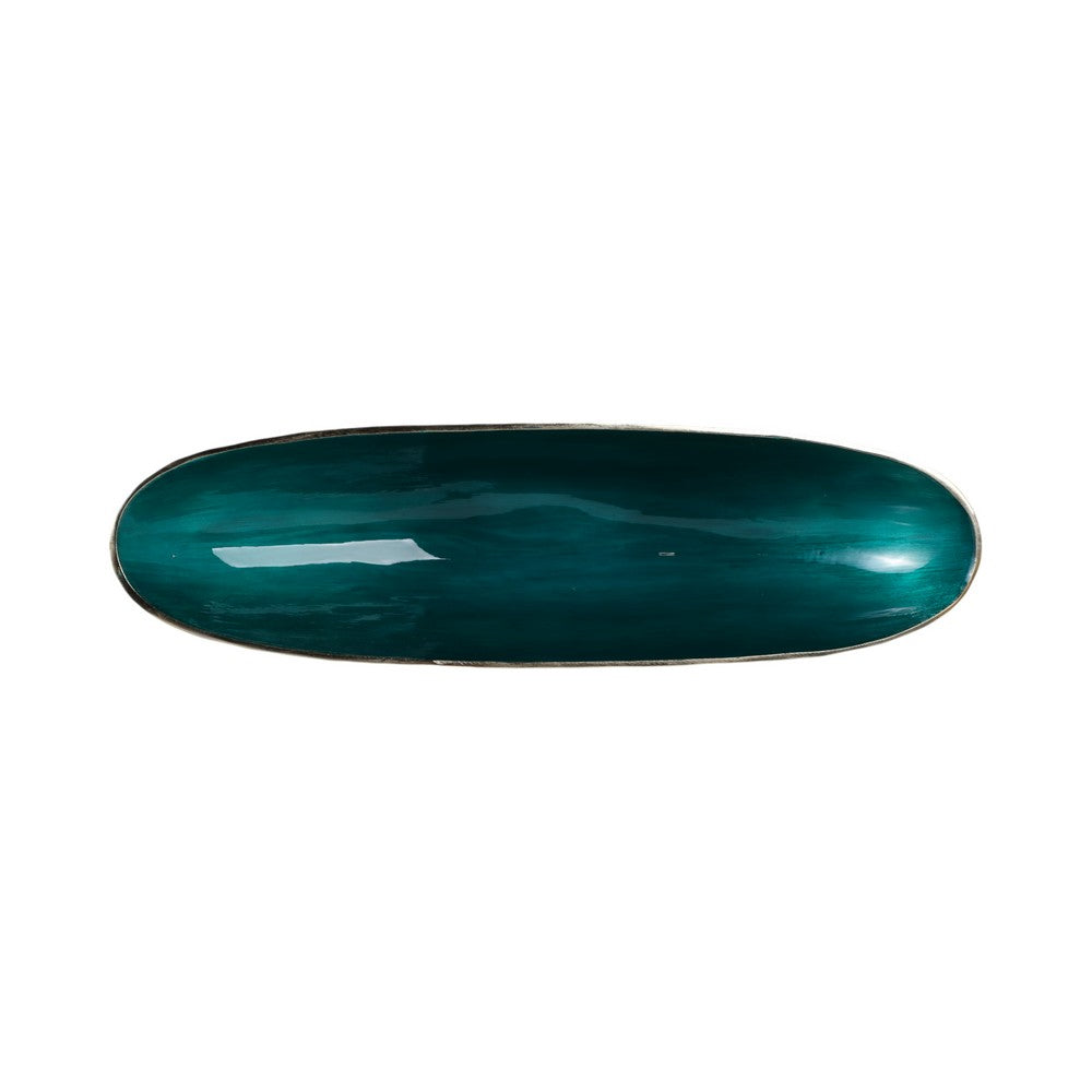 Decorative Oval Bowl Set of 2 | Handcrafted Gold & Blue Metal & Enamel