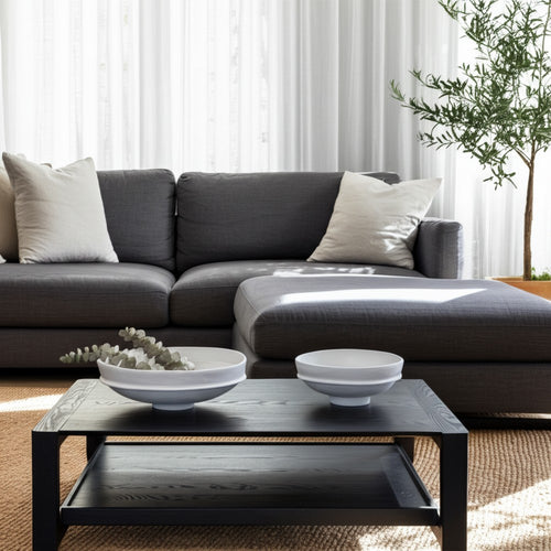 Traditional Decorative Bowl Set of 2 | Elevated Pedestal Base | White Ecomix