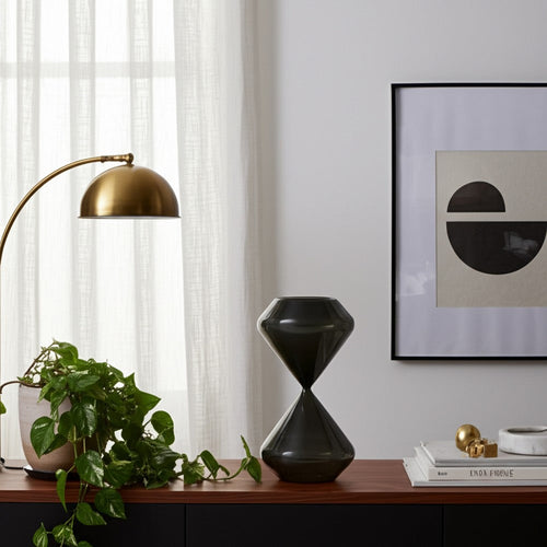 Decorative 90 Minute Glass Sand Timer | 10" Modern Black Glass