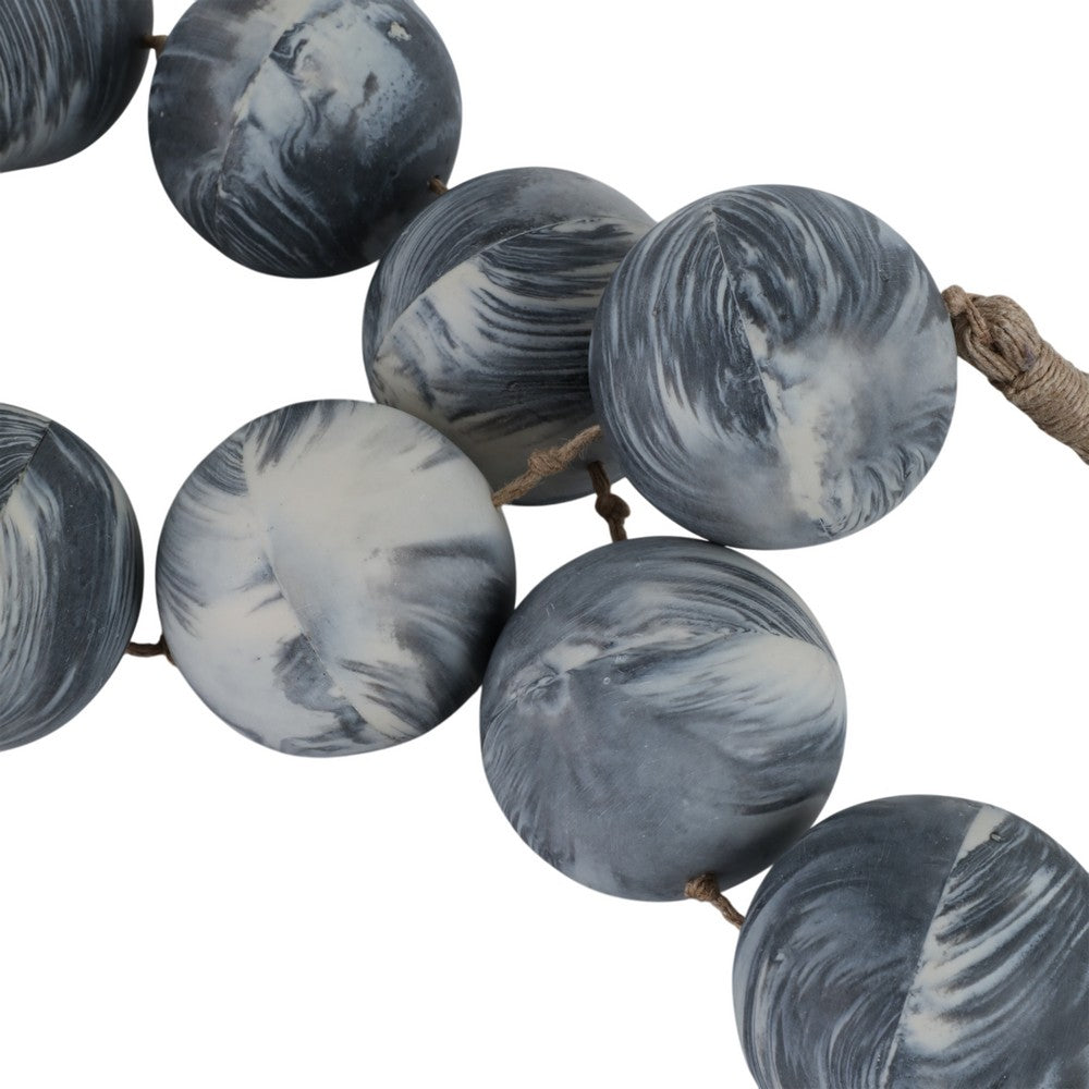 Decorative Garland | Marbled Beads | Rope Tassels | White & Black Resin