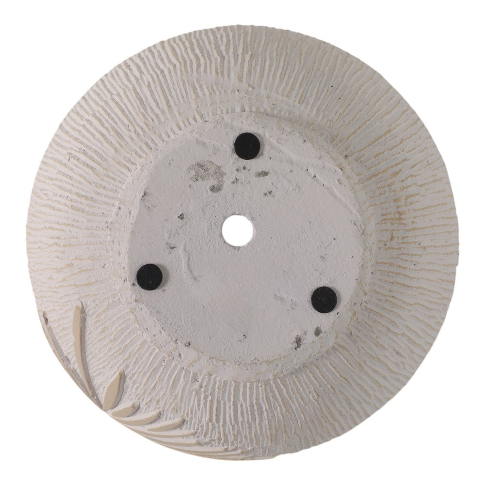 Minimalist Pampas Round Planter | Embossed Palm Frond | Ivory White Cement