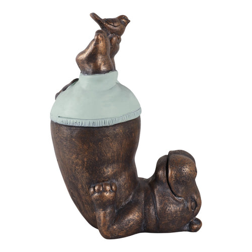 Decorative Hippo Garden Statue | Joyful Feet in The Air | 17" Bronze