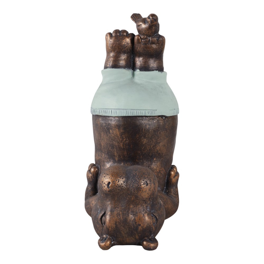 Decorative Hippo Garden Statue | Joyful Feet in The Air | 17" Bronze