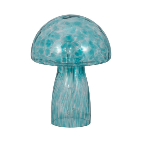 Spotted Mushroom Accent Table Lamp | 11" Seafoam Aqua Green Glass