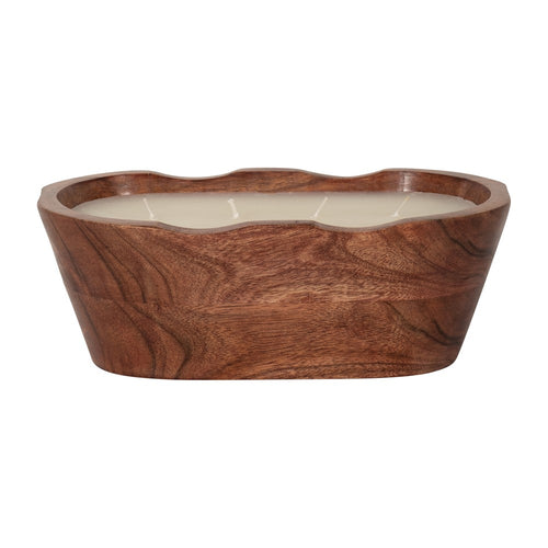 Decorative Bowl Candle with 4 Wick | Vanilla Scented | 10" Oval | Brown