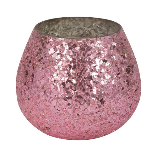 Decorative Candle with 17oz Wax Santal Vanilla Scent | 5" Glitter Pink