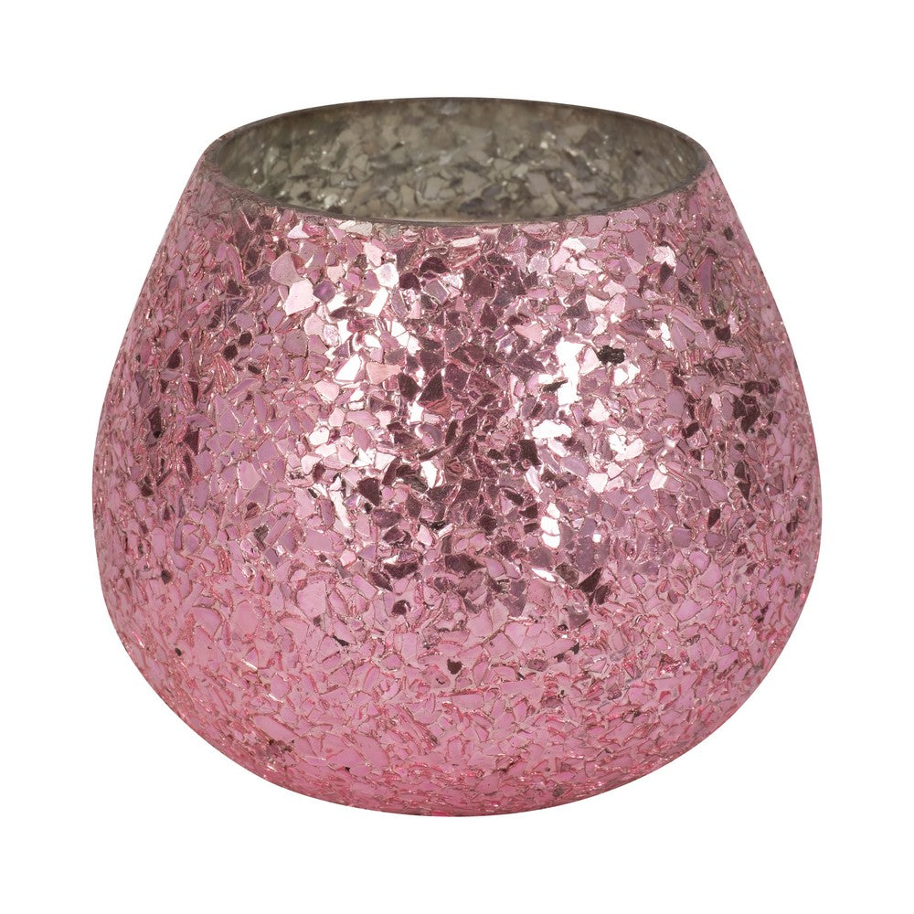 Decorative Candle with 17oz Wax Santal Vanilla Scent | 5" Glitter Pink