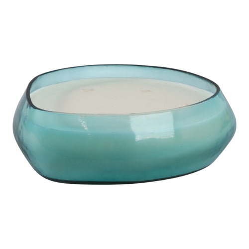 61oz Candle | Wood Sage & Sea Salt Scent | Coastal Blue Glass Bowl 10"
