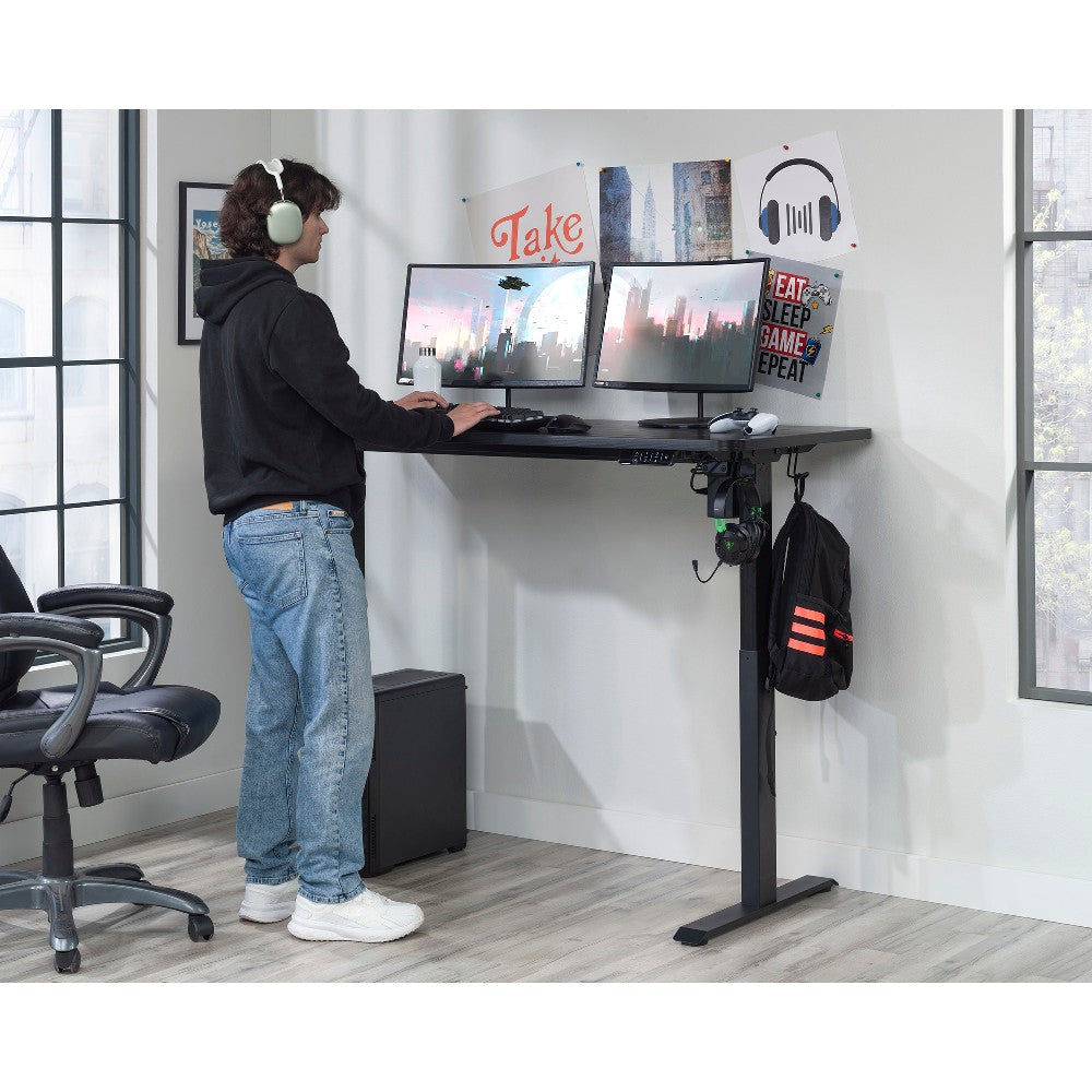 Oe 60"wx24"d Adj Height Desk Black 3a