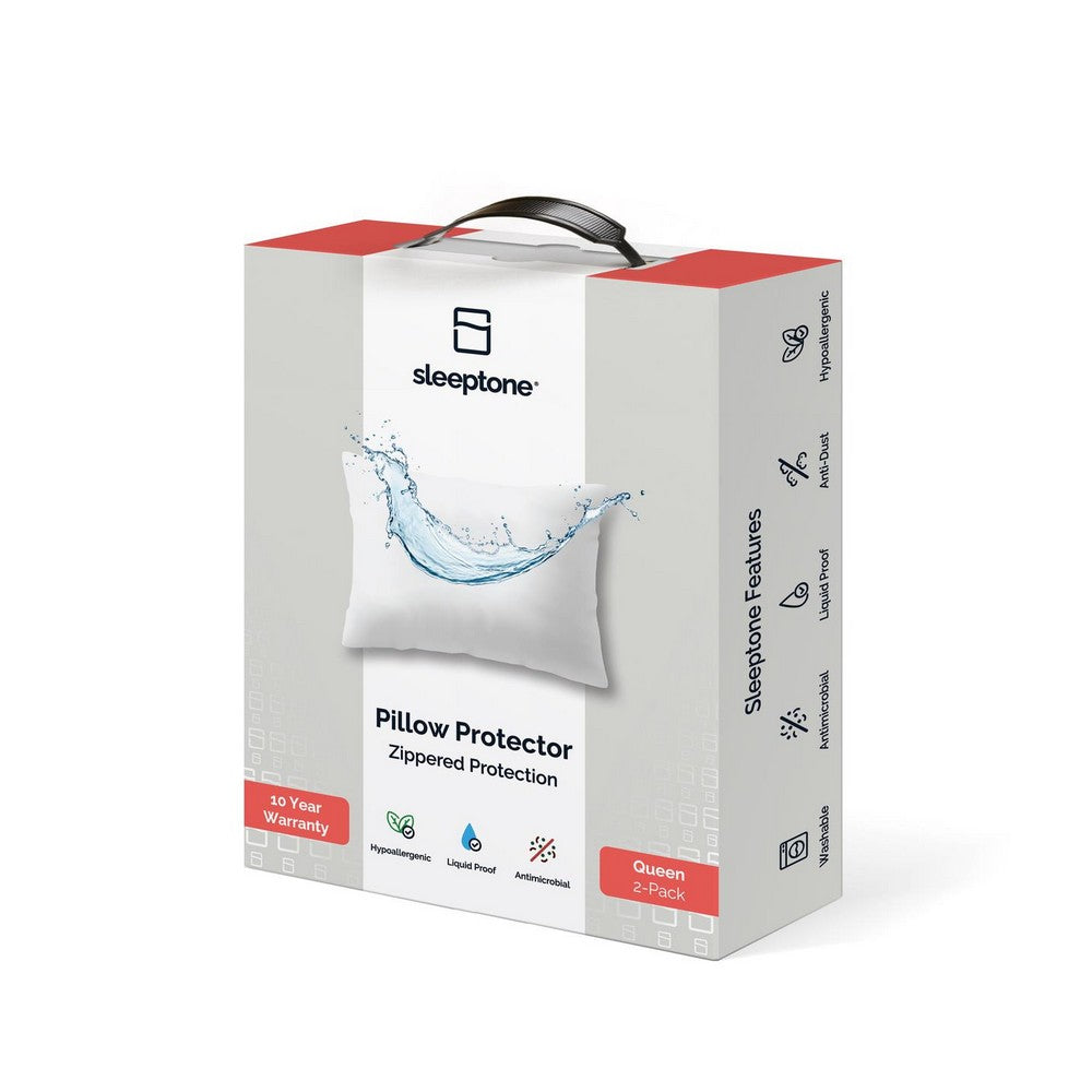 Sleeptone King Waterproof Pillow Protector Set of 2, White Jersey