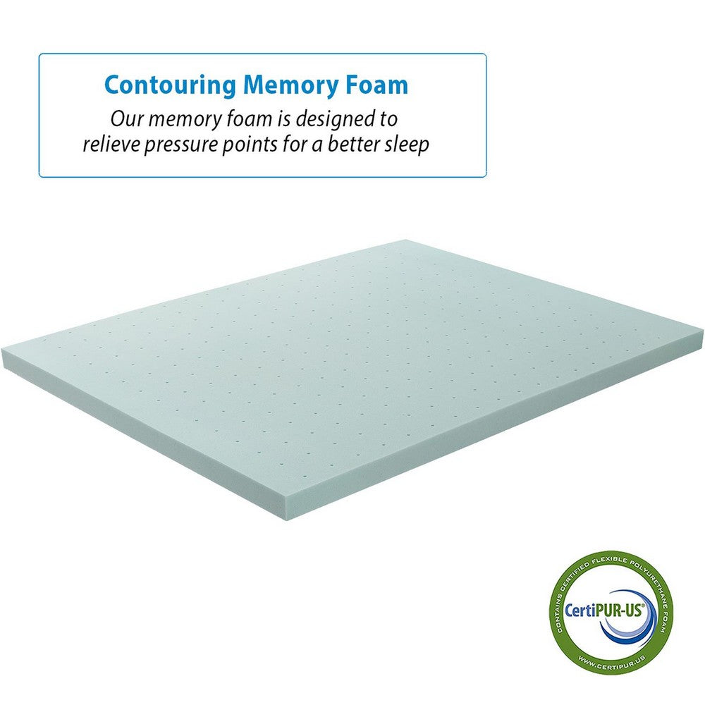 Sleeptone Twin Size Mattress Topper, Gel Memory Foam, 2" Blue