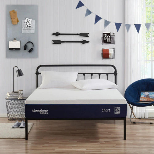 Sleeptone Twin Adjustable Blue White Memory Foam Mattress, 11"