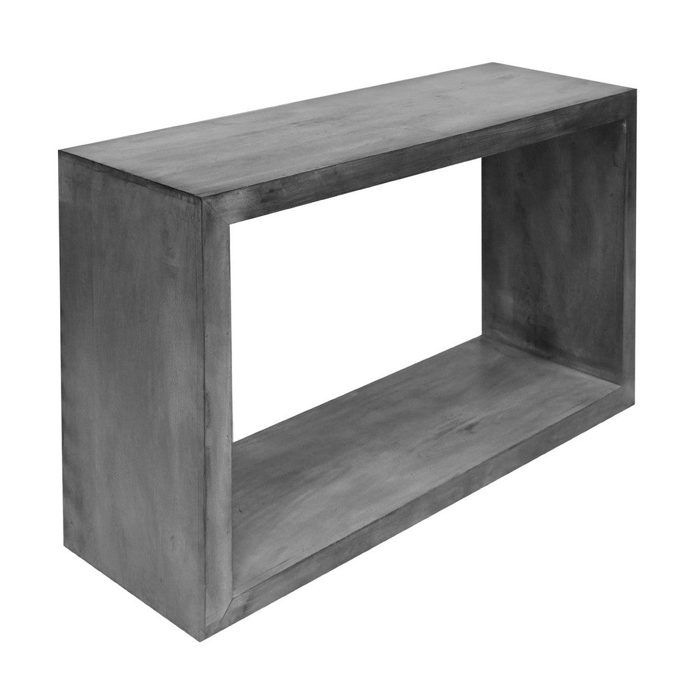 Keli 52 Inch Cube Shape Wooden Console Table with Open Bottom Shelf Charcoal Gray By The Urban Port UPT-230675