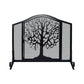 43 Inches 3 Panel Iron Fireplace Screen Mesh Design Arched Top Tree of Life Art Black By The Urban Port UPT-232047