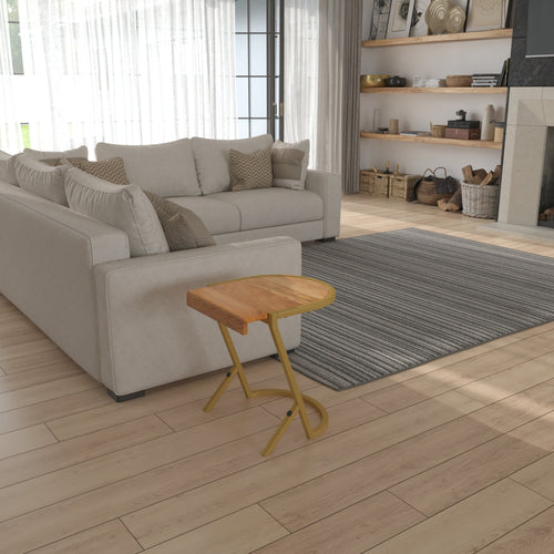 17 Inch Side End C Table, Natural Mango Wood Top with Drop Edge, Iron Gold Angled Frame The Urban Port