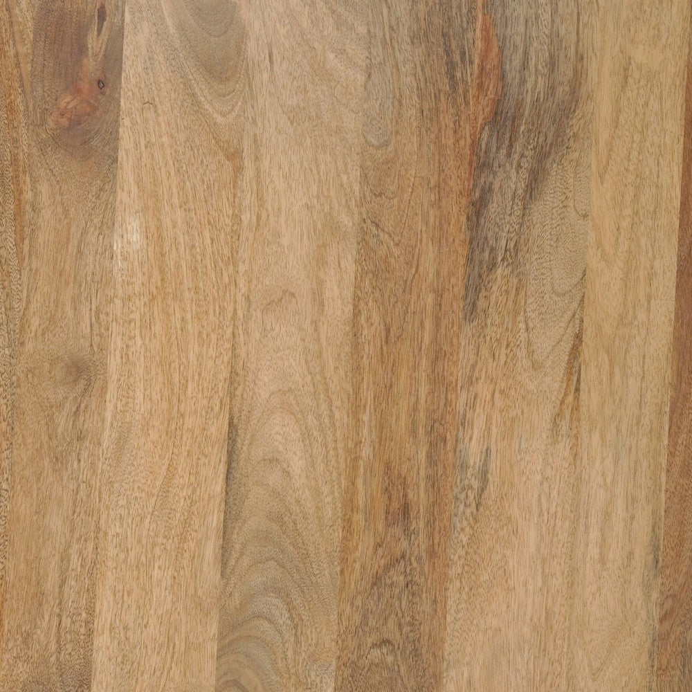 Nina 30 inch Round Mango Wood Coffee Table - Handcrafted Natural Brown Sturdy 3-Leg Sled Base By The Urban Port UPT-276375