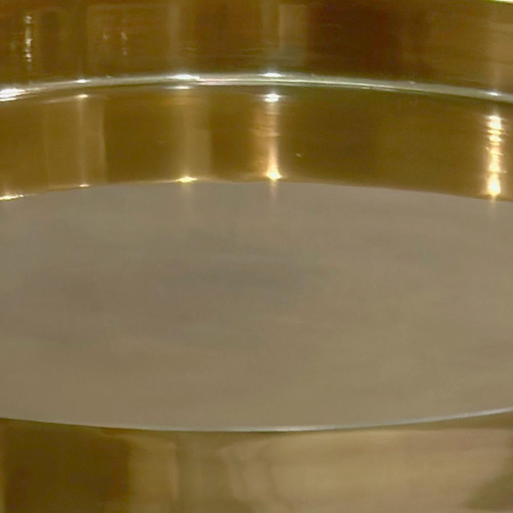 Ara 22 Inch Side End Table Vintage Sleek Pillar Base Round Tray Top Oxidized Antique Brass By The Urban Port UPT-297049