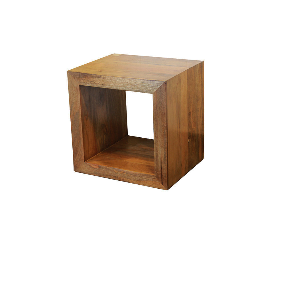 16 Inch Cube Shape Rosewood Side Table With Cutout Bottom Brown By The Urban Port UPT-30350