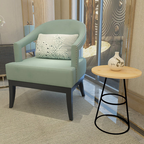 Amelia 20-Inch Side Table - Natural Brown Mango Wood Top, Black Iron Base By The Urban Port