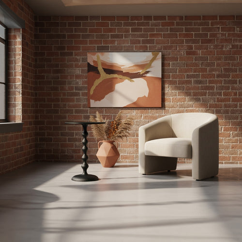 Shae 22 Inch Round Side End Table, Matte Black Aluminum Cast with Hammered Texture, Turned Padestal Post By The Urban Port