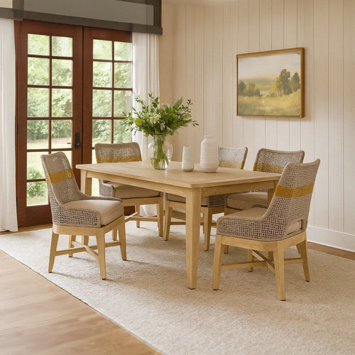 Avira Dining Chair | Handcrafted Mango Wood | Cotton Rope Weaving | Beige Cushion By The Urban Port