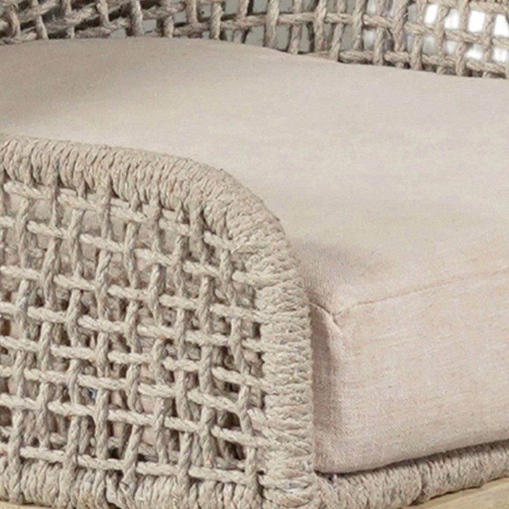 Avira 30 Inch Set of 2 Barstool Chairs | Handcrafted Mango Wood | Cotton Rope Weaving | Beige Cushion By The Urban Port