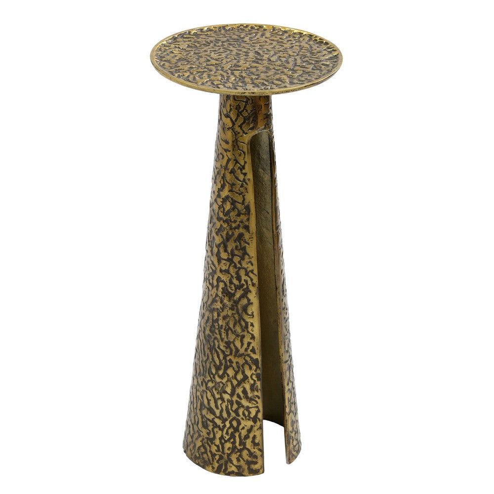 Arvyn 24’’ Side End Drink Table | Aluminum Cast Craftmanship I Antique Brass | Embossed Textured Finish By The Urban Port UPT-327668