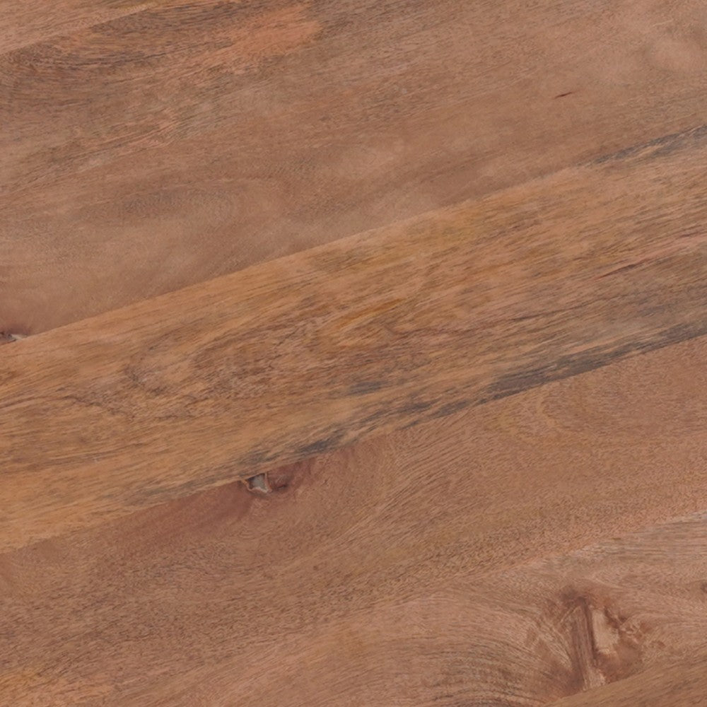 Temi Dining Table | 47" Round Top | Handmade Natural Brown Mango Wood | Angled Four Legged Base By The Urban Port