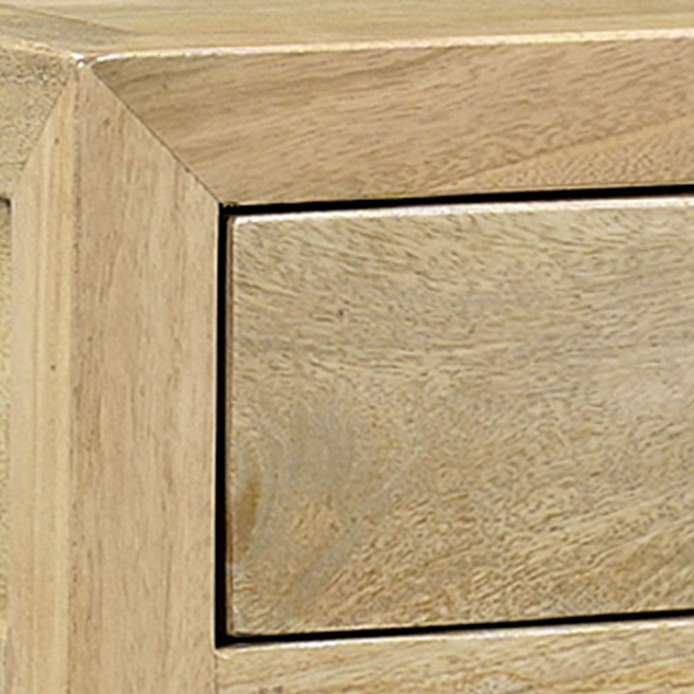 Unya 36" Sofa Console Table w Shelf | 2 Drawers | Natural Brown Mango Wood | Organic Decor By The Urban Port