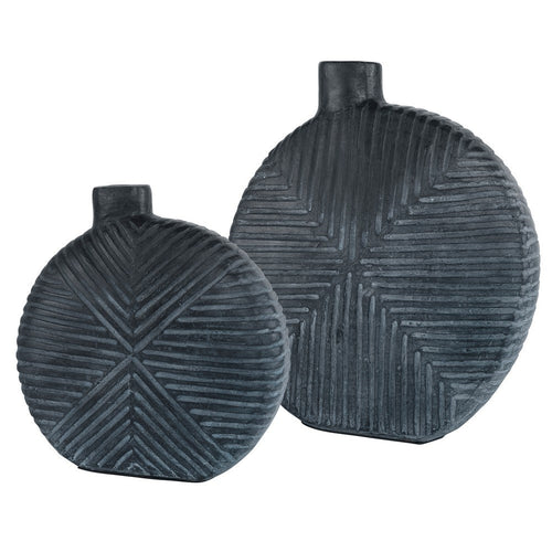 Uttermost Viewpoint Aged Black Set of 2 Vases 17114