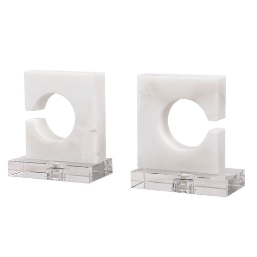 Uttermost 17864 11.5 x 11.5 x 12.5 in. Clarin White & Gray Bookends, Set of 2