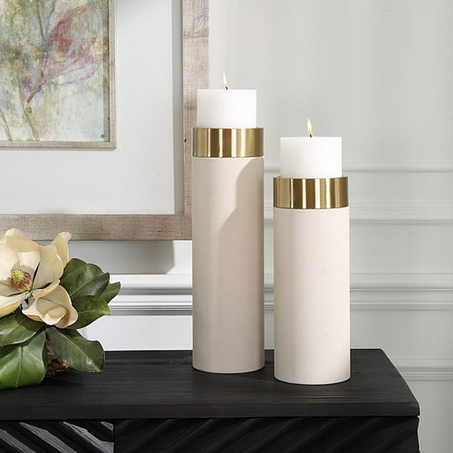 Wessex - Pillar Candleholder (Set of 2)-16 Inches Tall and 4.63 Inches Wide
