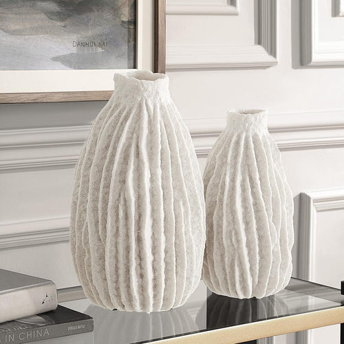 Uttermost 18200 Ivory Ridge - Vase (Set of 2)-14 Inches Tall and 8.13 Inches Wide