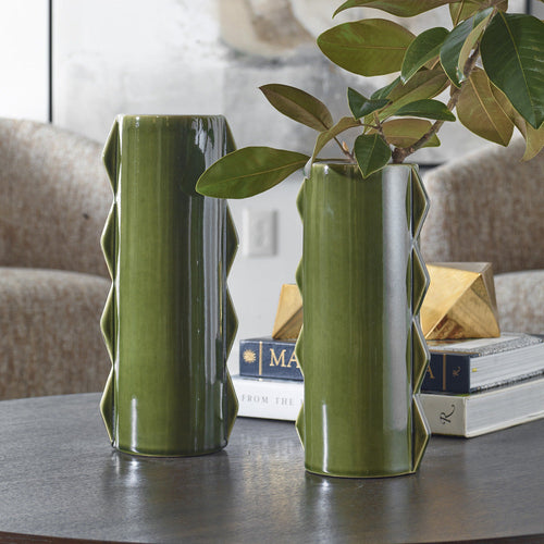 Uttermost Meander Green Vases, Set/2