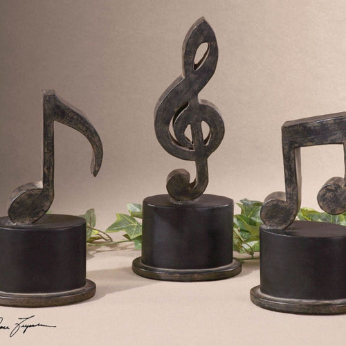 Music Notes - 11.75 inch Figurine (Set of 3) - 4.75 inches wide by 3.25 inches deep