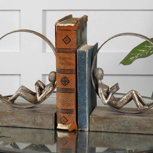 Lounging Reader - 9.75 inch Bookend (Set of 2)