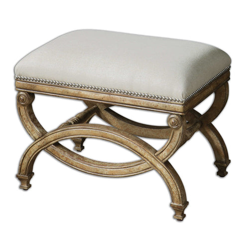 Uttermost Karline Natural Linen Bench, Small, Champagne Silver Nail