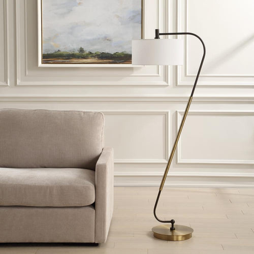 Uttermost Irwin Curved Brass Floor Lamp
